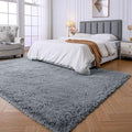 Fluffy Area Rugs for Bedroom Grey Plush Rug 4x6 - Soft Shaggy Carpet