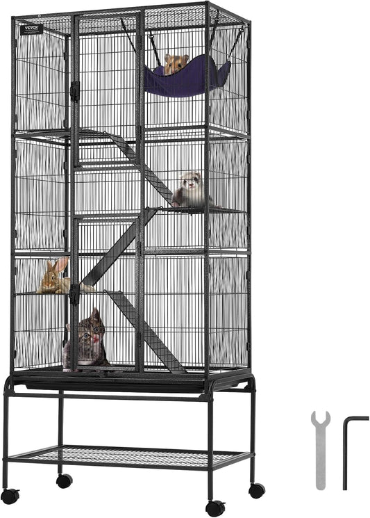 VEVOR 69in Rolling Metal Ferret Cage for Small Animals