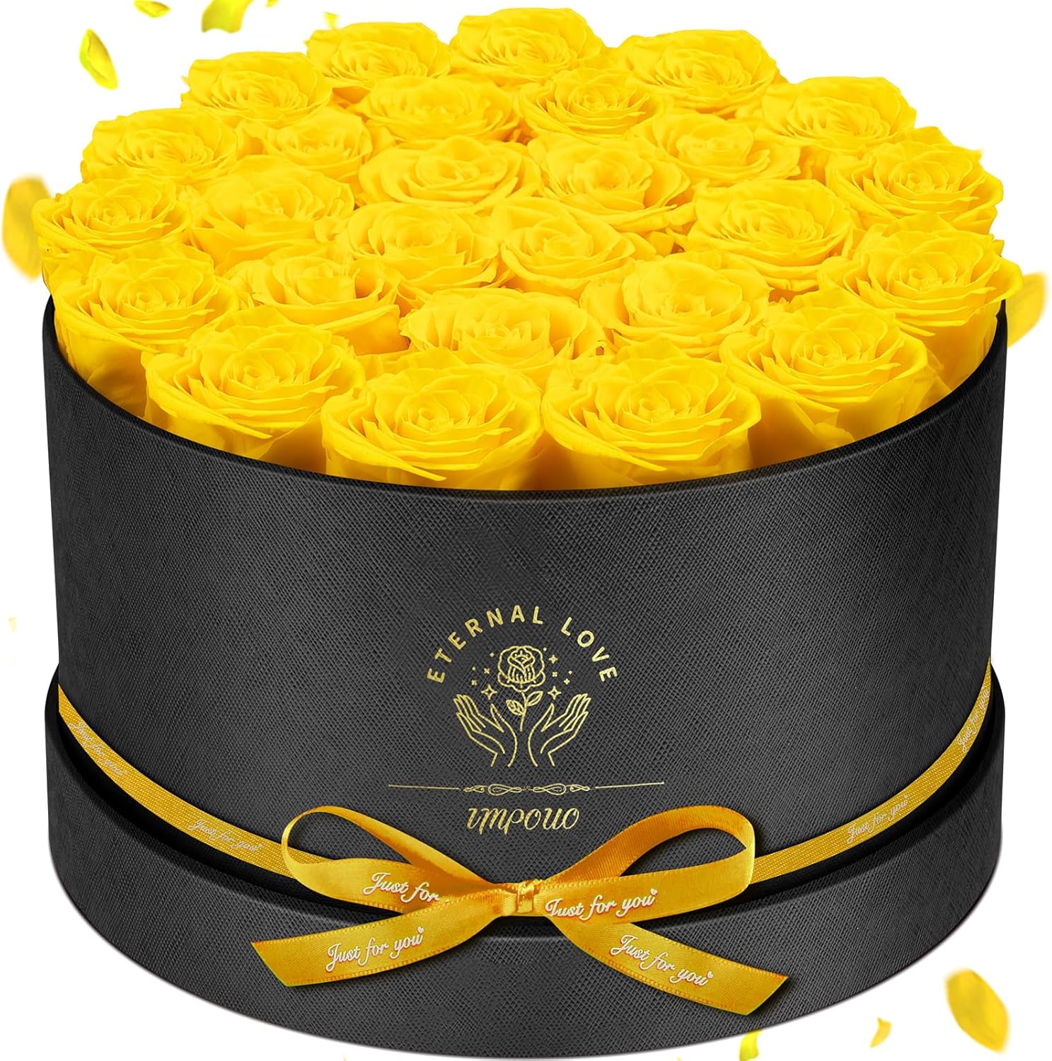 Forever Flowers 27 Roses in A Box - Real Preserved Yellow Roses