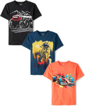 Boys' Vehicle Graphic Short Sleeve T-Shirts Multipack - Soft, Durable
