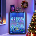 Corner Display Cabinet with Glass Doors - LED Lighted Corner Curio