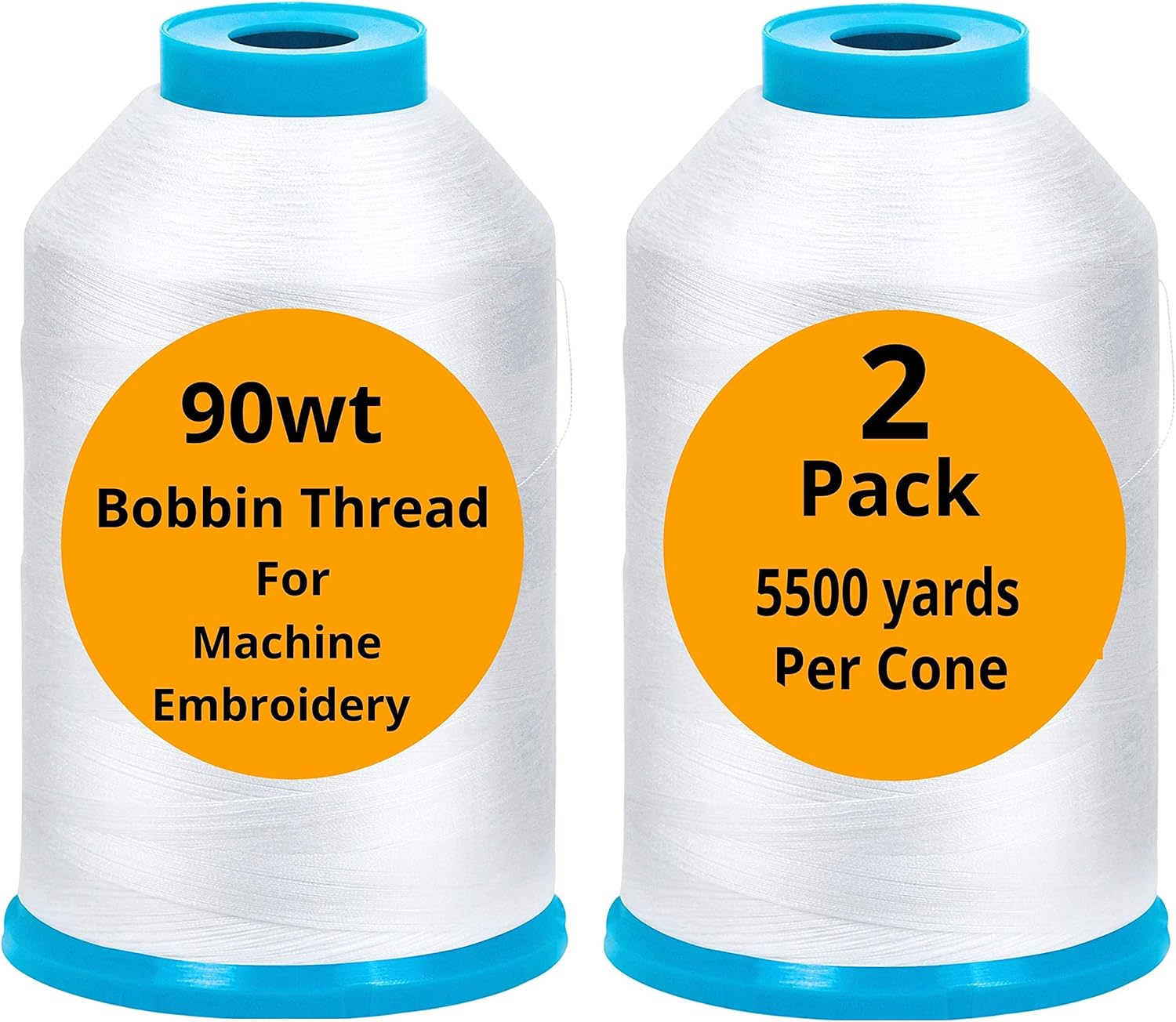 Lint-Free White Bobbin Thread 2-Pack 5500 Yds - ThreadNanny