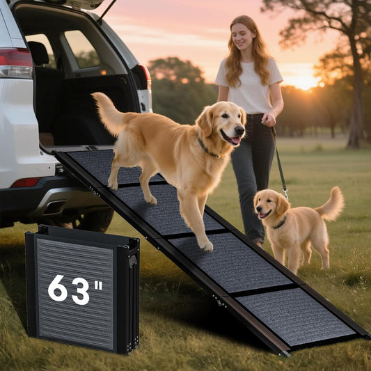 63in Folding Dog Ramp for Car, SUV & Truck - Portable Pet Ramp