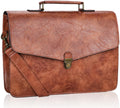 Mens Leather Briefcase 15.6 Inch Laptop Messenger Bag - Professional