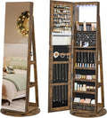 SONGMICS Lockable Mirror Jewelry Cabinet with LED Lights and Storage