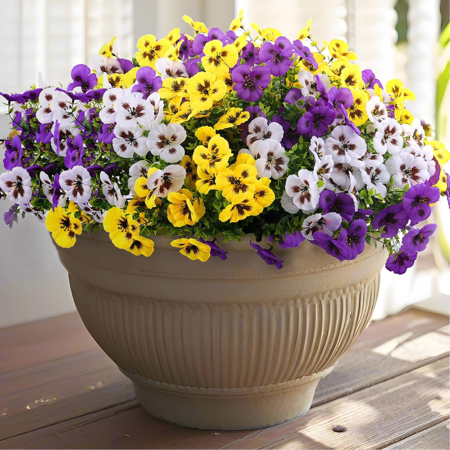 Artificial Fake Pansy Flowers for Outdoor Decor - 36 Bundles