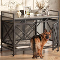 48 in Textured Gray Large Dog Crate Furniture - Modern End Table