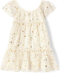 Toddler Short Sleeve Dressy Dress - Comfortable Tiered Mesh Dress