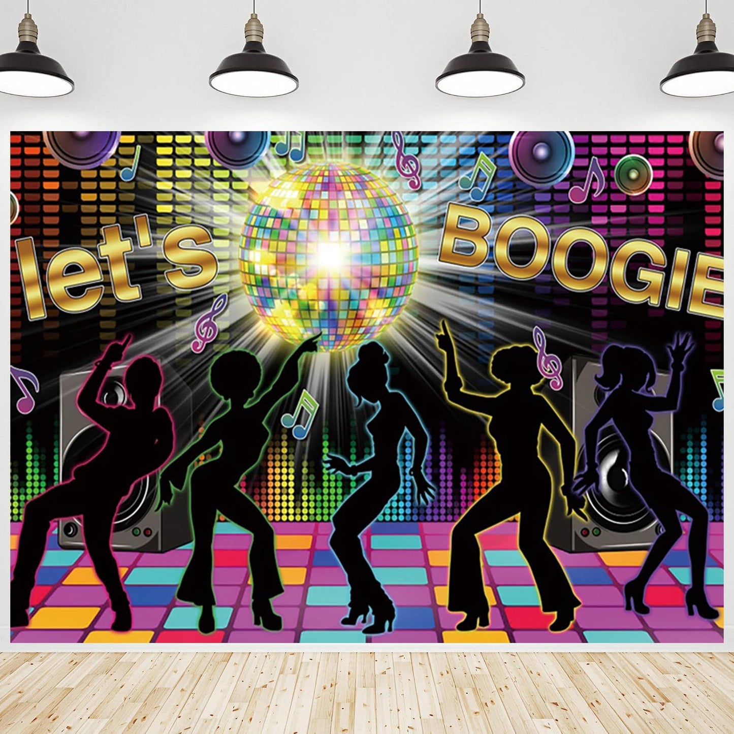 Discos Backdrop for 70s 80s 90s Parties - Let's Boogie Theme