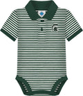 College Baby Striped Polo Bodysuit - Embroidered Team Logo Fan