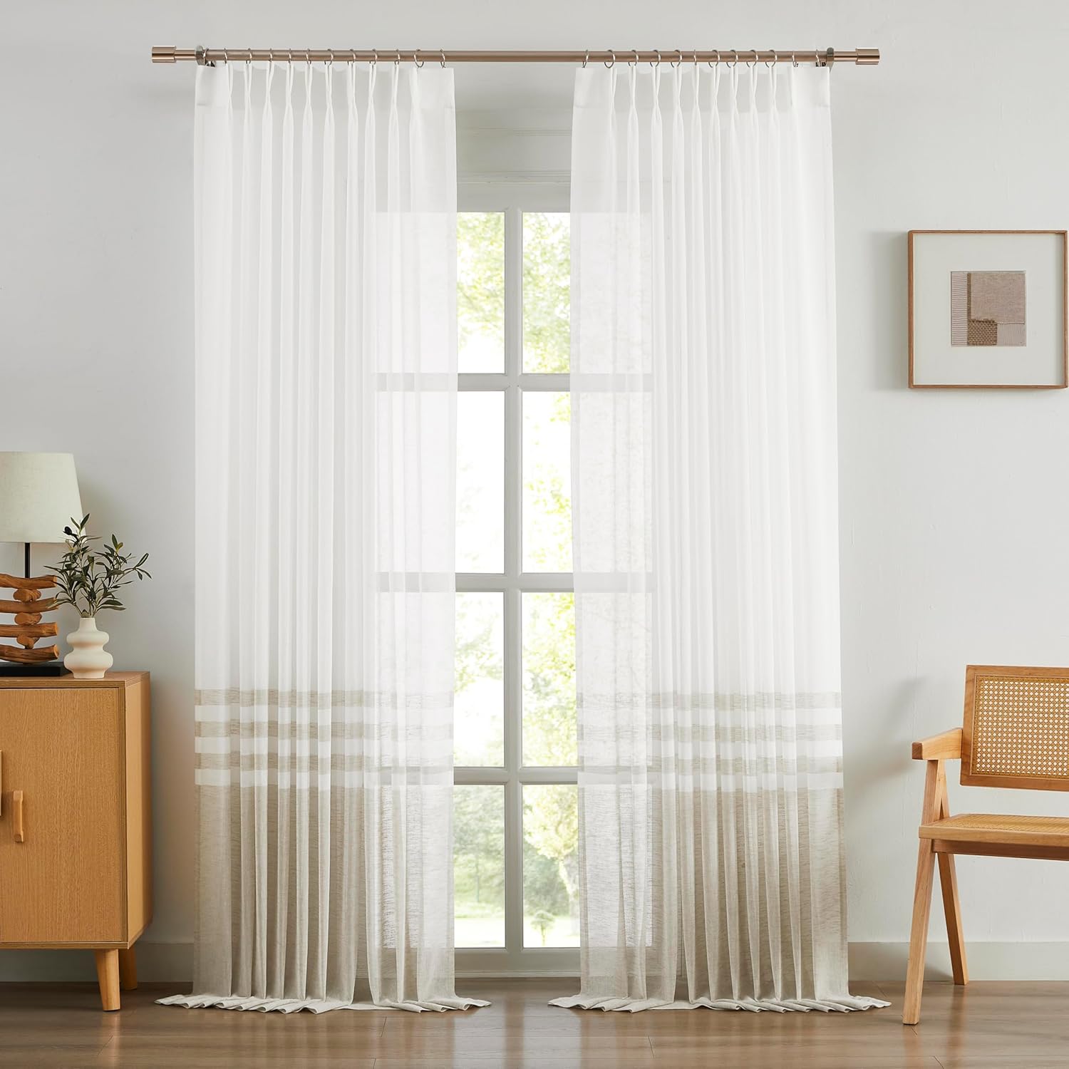 Pinch Pleated Sheer Curtains for Bedroom Living Room Decor