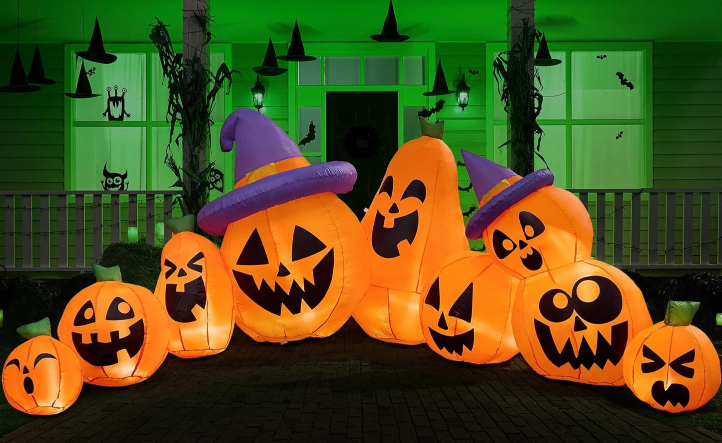 12.5 FT Halloween Inflatable Pumpkin Yard Decorations with LEDs