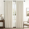 Warm Cream Thick Linen Black Out Curtains for Living Room
