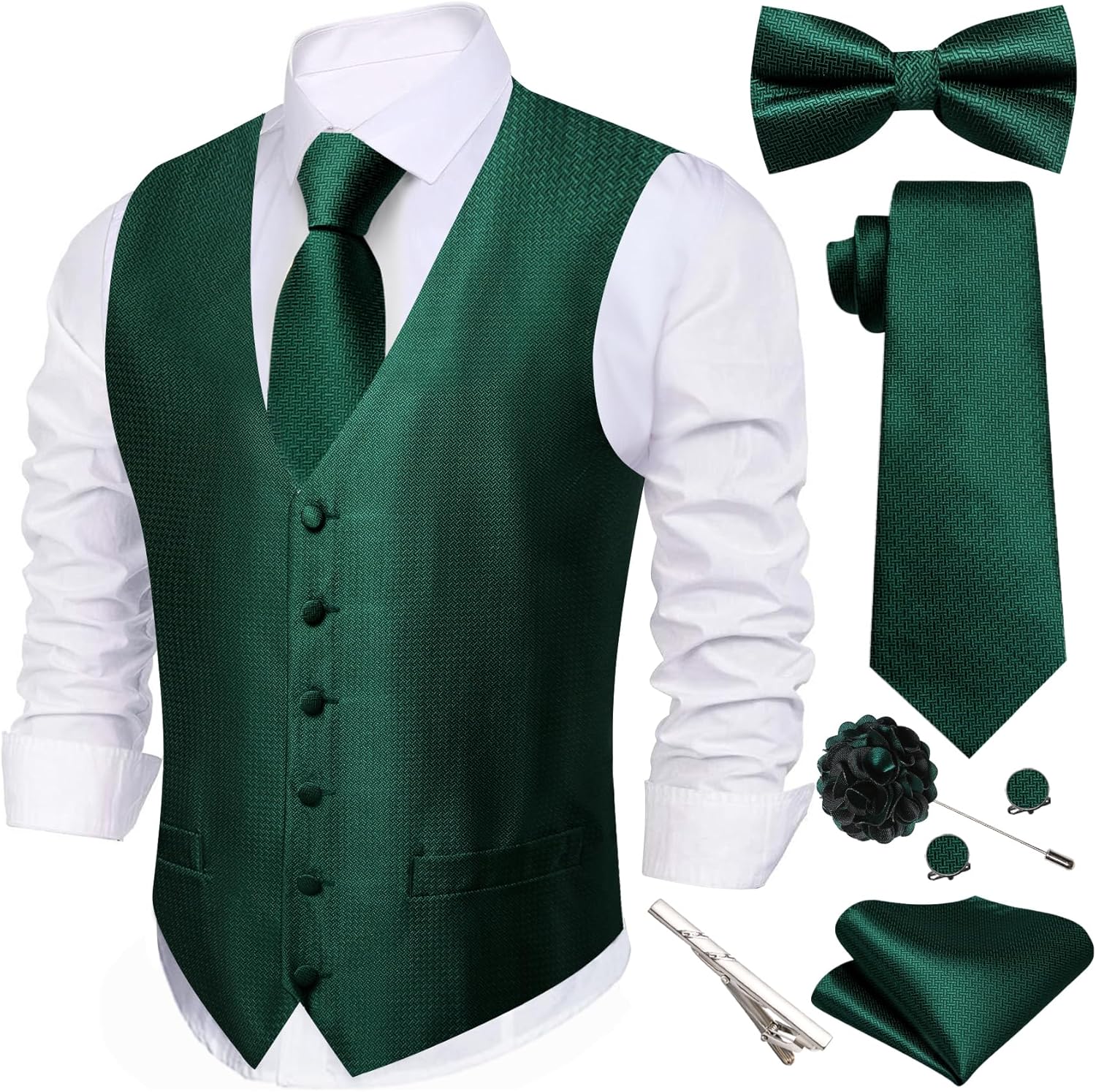 Stylish Barry.Wang Men's Suit Vest Tie Bowtie Set for Weddings