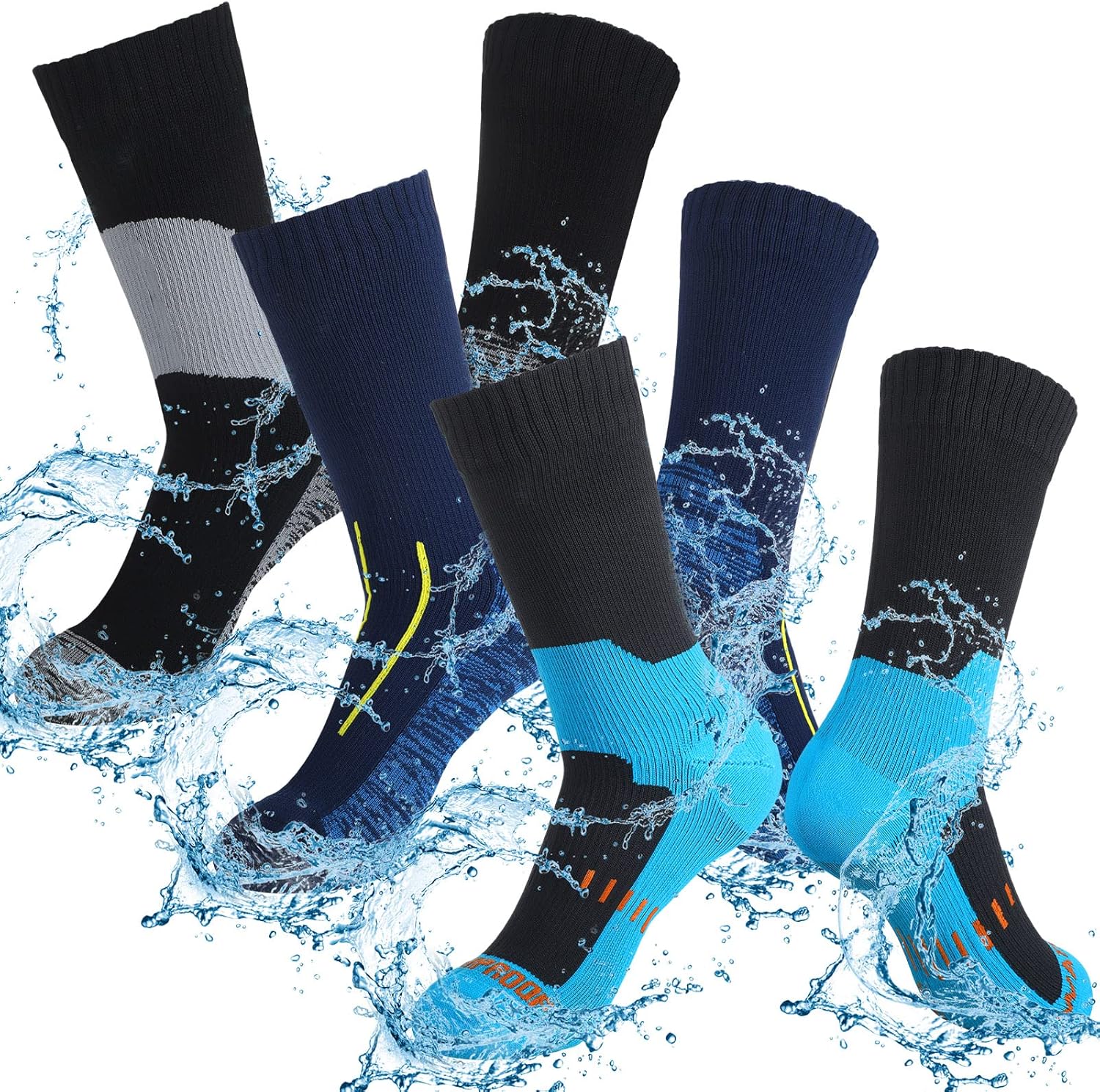 Unisex Waterproof Fishing Socks for Men and Women - 3 Pairs