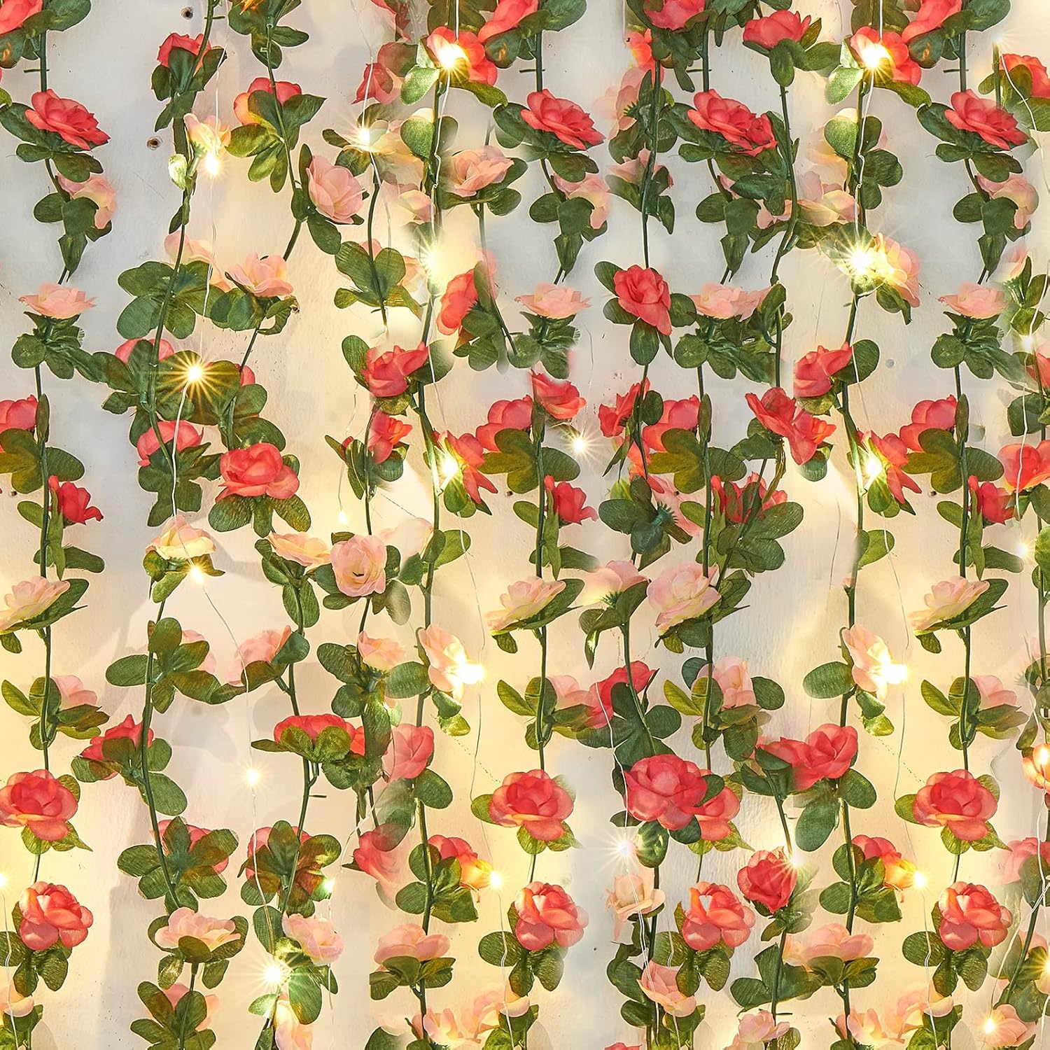 Rose Vines with 300 LED String Lights for Stunning Decor