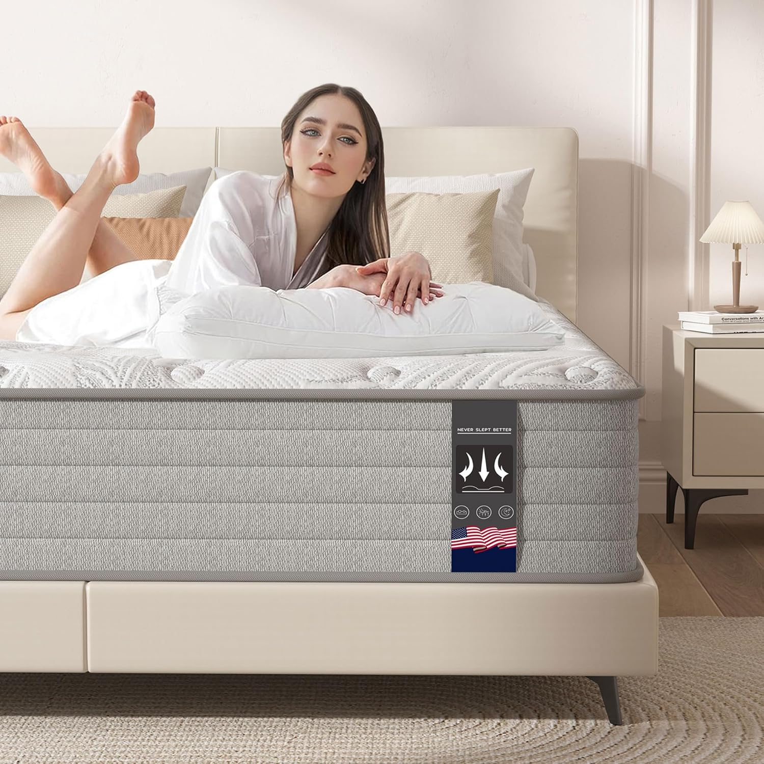 California King Mattress with Hybrid Gel Memory Foam for Comfort