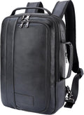 Masa Kawa Slim Leather 15.6in Laptop Backpack - Convertible Briefcase