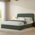 Full Size Bed Frame with Headboard, Boucle Upholstered Platform Bed