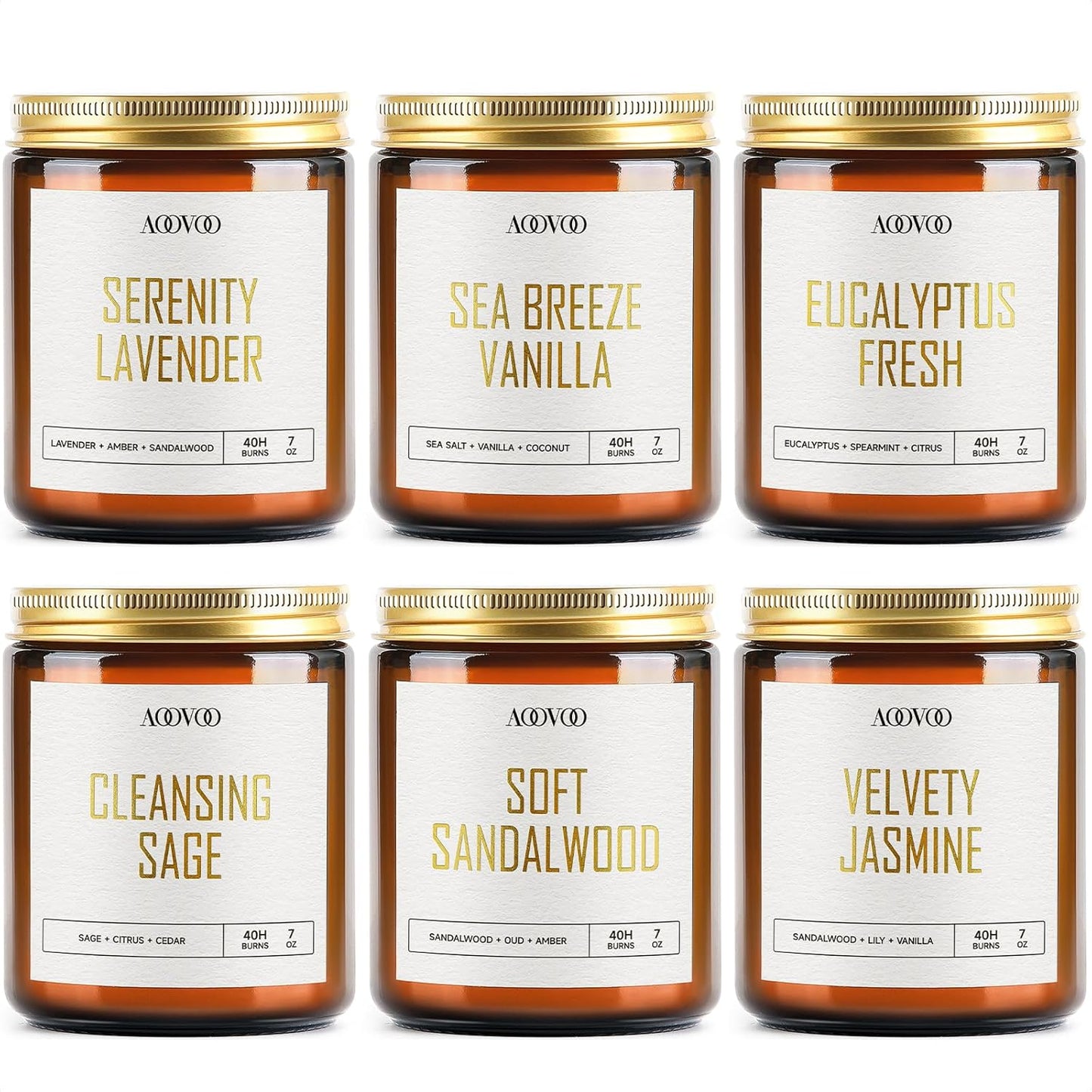 AOOVOO Candles Set - 6PC Aromatherapy Soy Wax Candles Gift