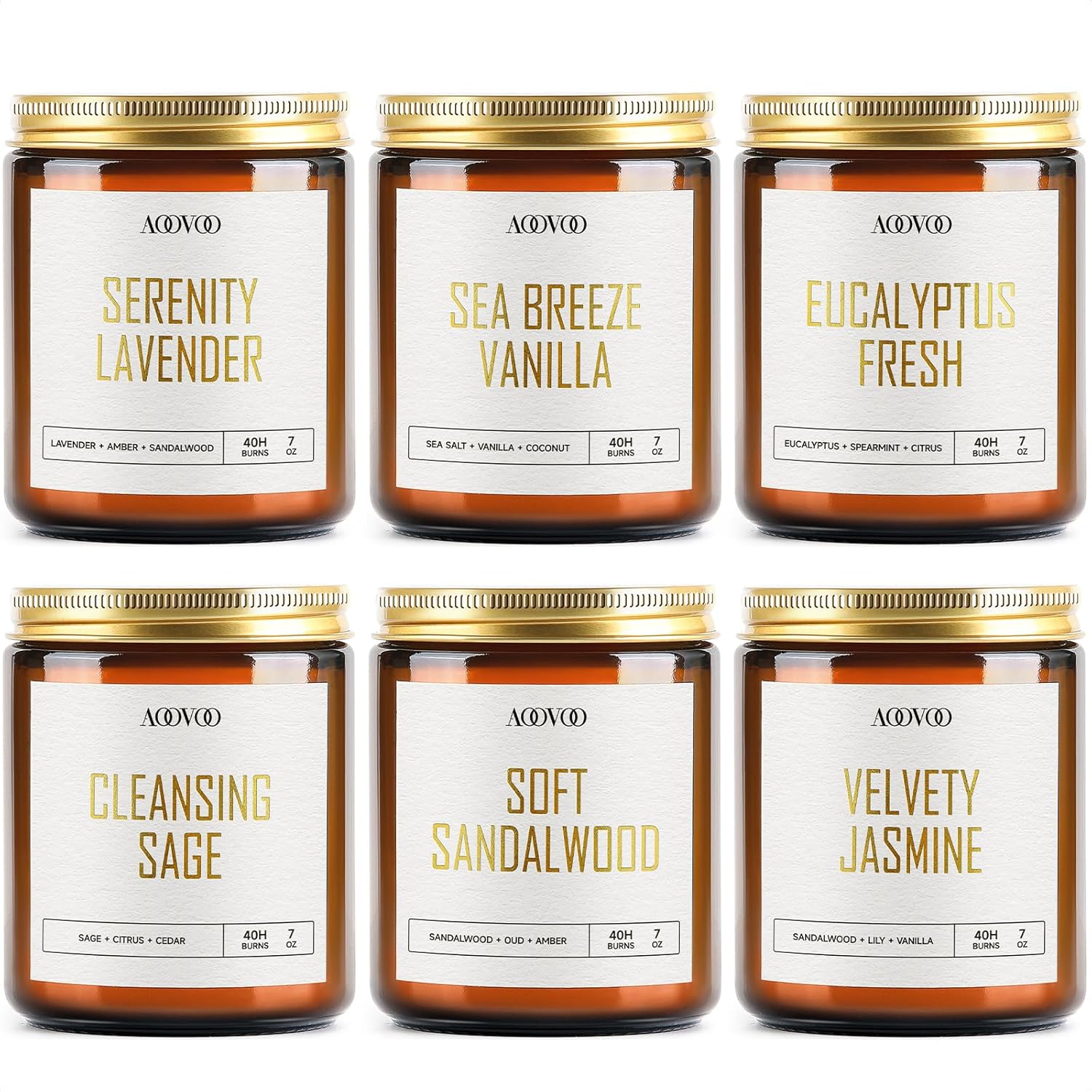 AOOVOO Candles Set - 6PC Aromatherapy Soy Wax Candles Gift