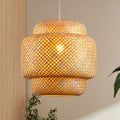 Bamboo Pendant Light Boho Basket Chandelier - Handwoven Natural Style