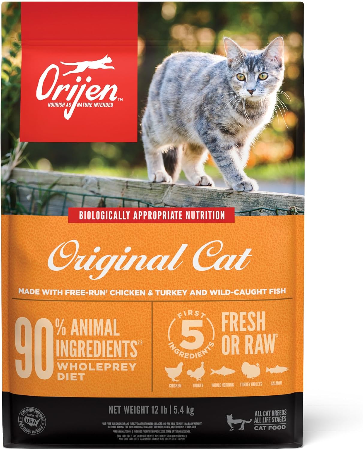 ORIJEN Grain Free High Protein Dry Cat Food Original Recipe 12lb