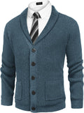 Men's Shawl Collar Cardigan Sweater Slim Fit Cable Knit - Cozy Shoes