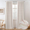 DriftAway 100% Blackout Windowpane Plaid Linen Curtains 96 in