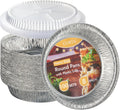CURTA 8in Round Aluminum Foil Pans with Clear Lids - Heavy Duty