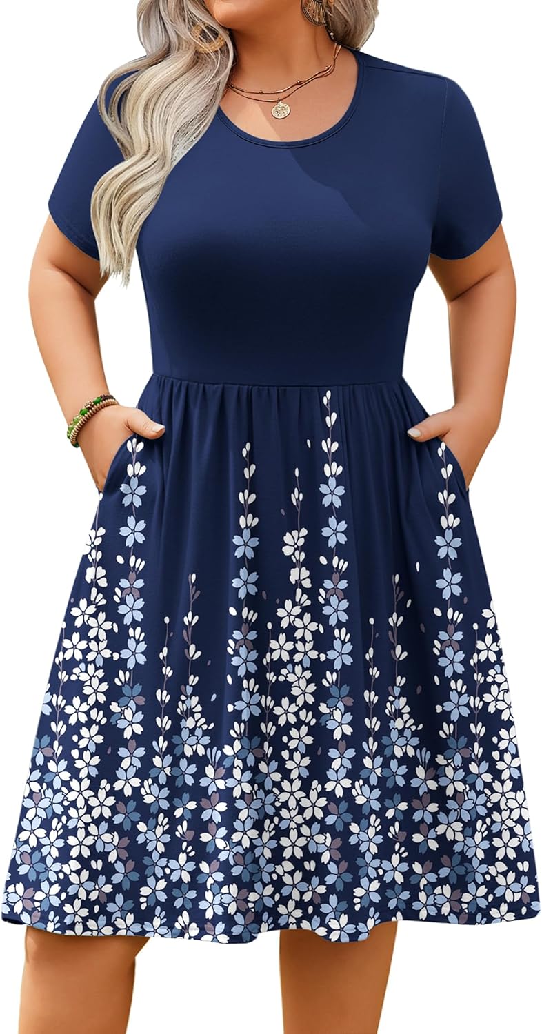 IN'VOLAND Womens Plus Size Summer Dress with Pockets and Style