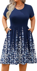 Womens Plus Size Summer Dress Short Sleeve - Empire Waist Mini
