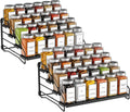 4 Tier Spice Rack Organizer for Cabinet - Adjustable 2 Pack
