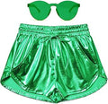 Metallic Shorts Women Sparkly Green Hot Outfit - Party Ready