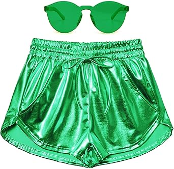 Perfashion Women's Metallic Shorts for Summer Sparkly Style