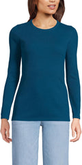 Lands' End Women's Cotton Rib Knit T-Shirt - Soft Everyday Tee