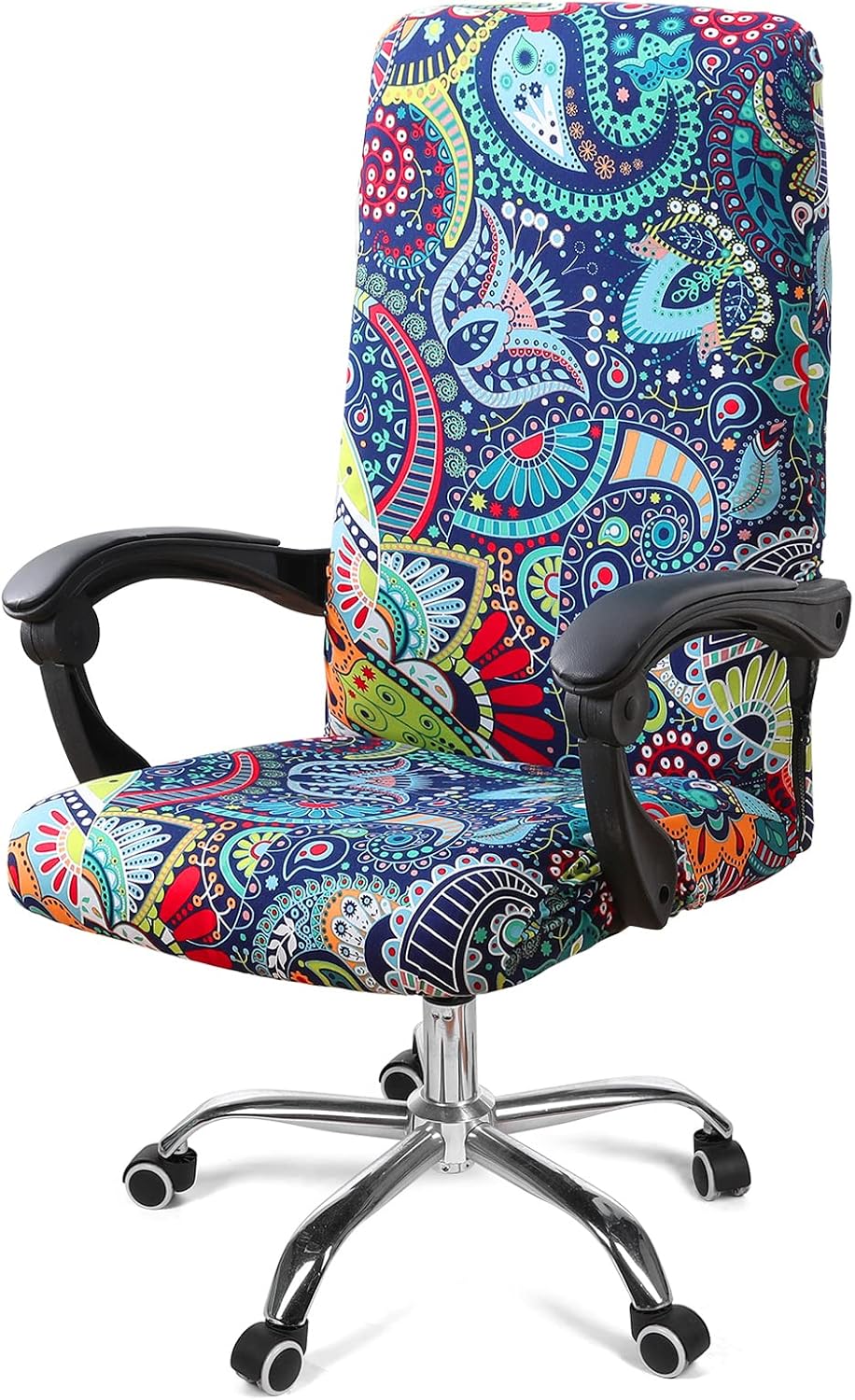 Smiry Blue Green Office Chair Cover - Stretchy & Washable
