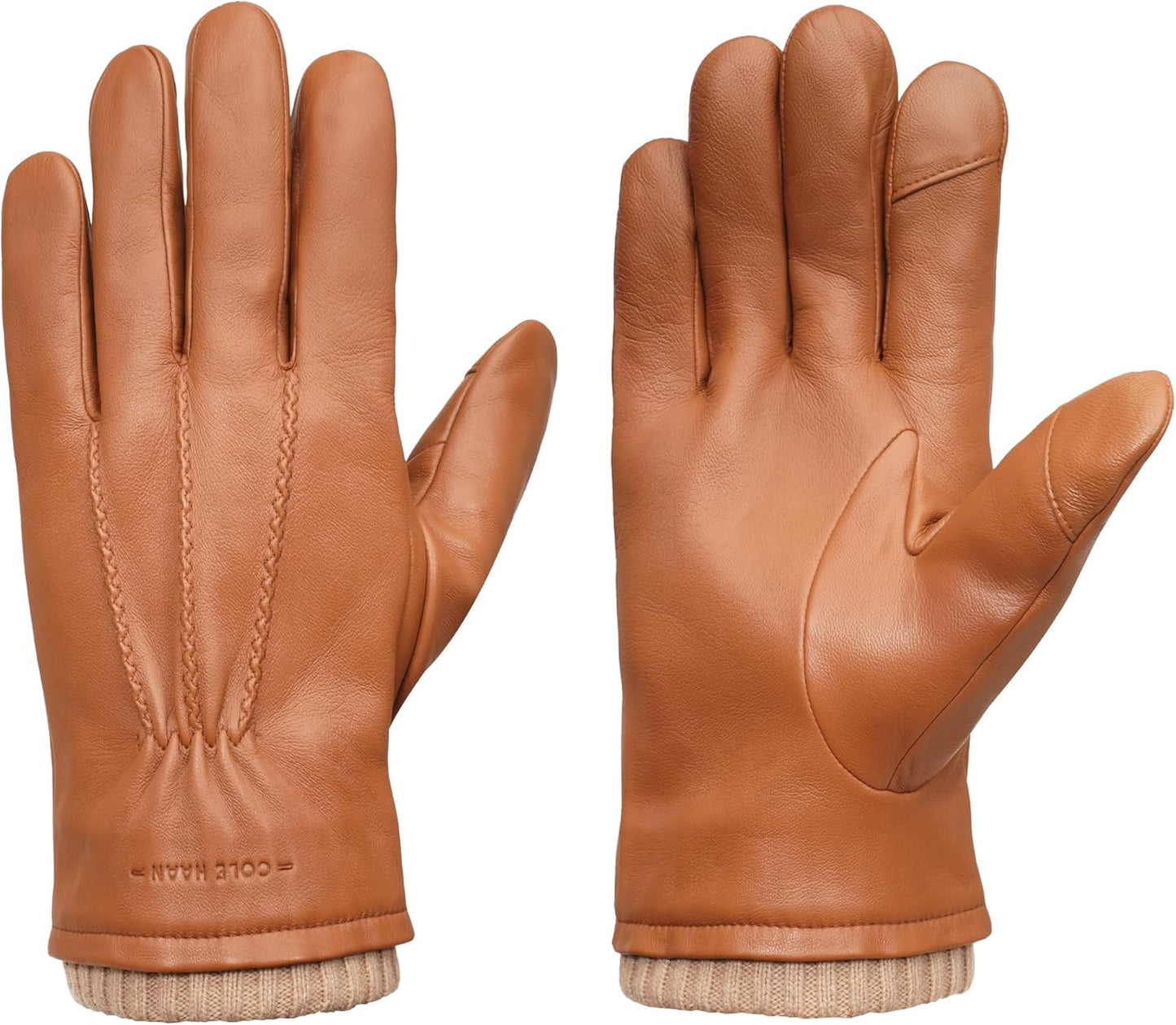 Cole Haan Men Premium Leather Gloves with Touchscreen Features