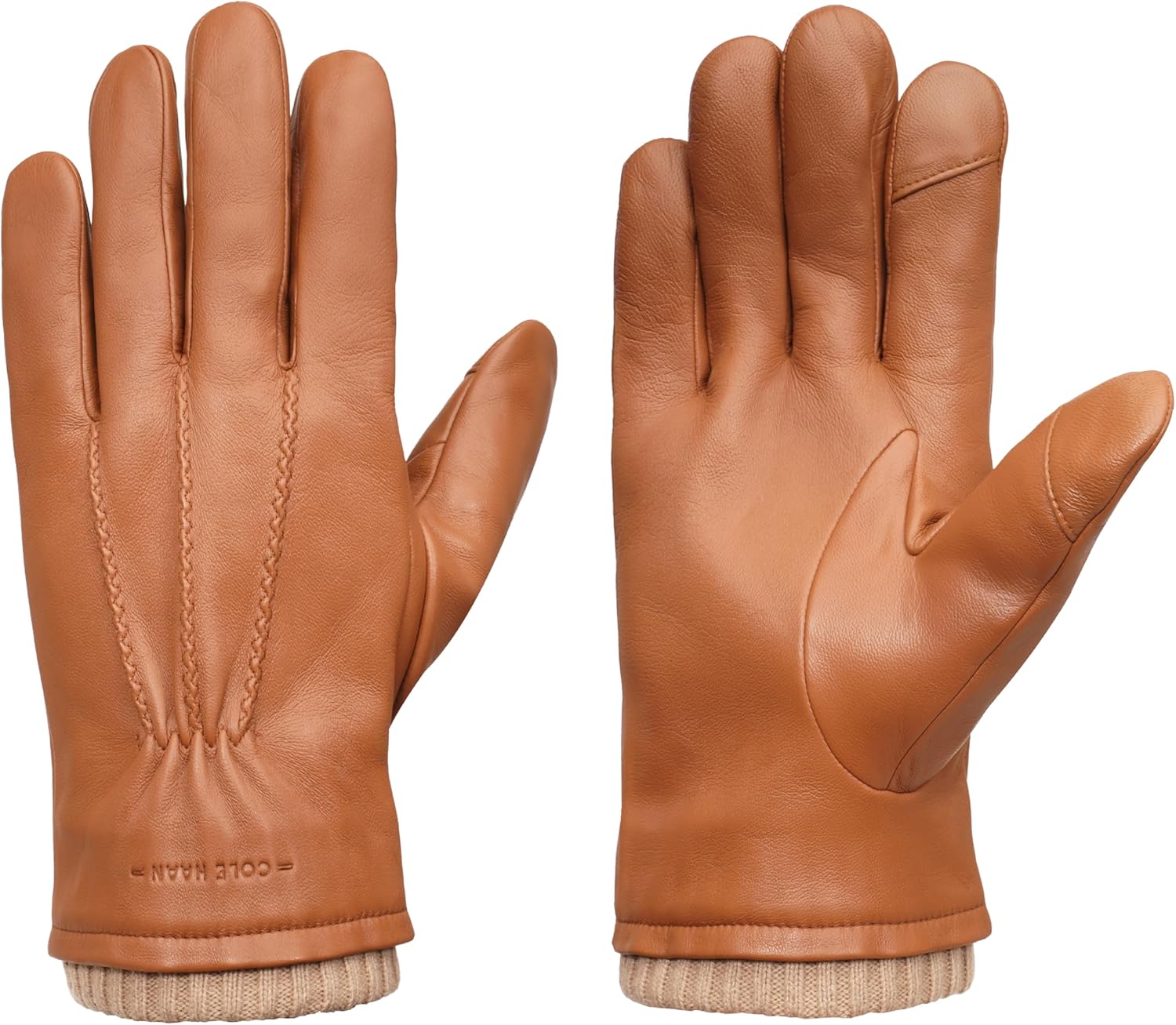 Cole Haan Men Premium Leather Gloves with Touchscreen Features