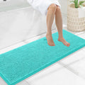 Luxury Chenille Bathroom Rug 47x17 in Turquoise - Soft, Absorbent Bath