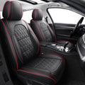 Leather Car Seat Covers Full Coverage Universal Fit - Black-Red