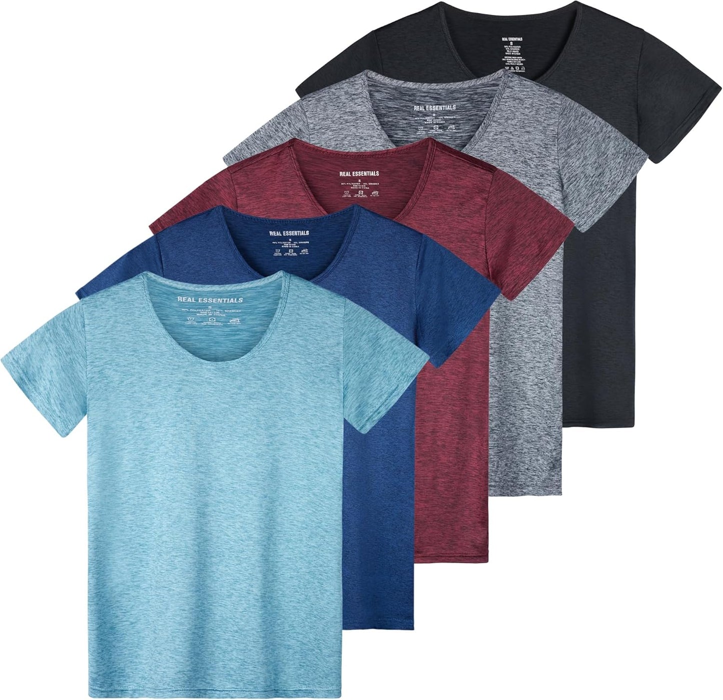 Real Essentials Women's Dry Fit Tech Stretch Athletic T-Shirt