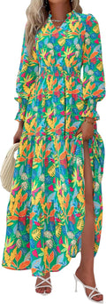 Floral Maxi Dress V Neck Long Sleeve - Flowy Boho Fall Dress Shoes