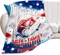 Fish Blanket American Flag Fishing Throw Blanket - Cozy Fleece Throw