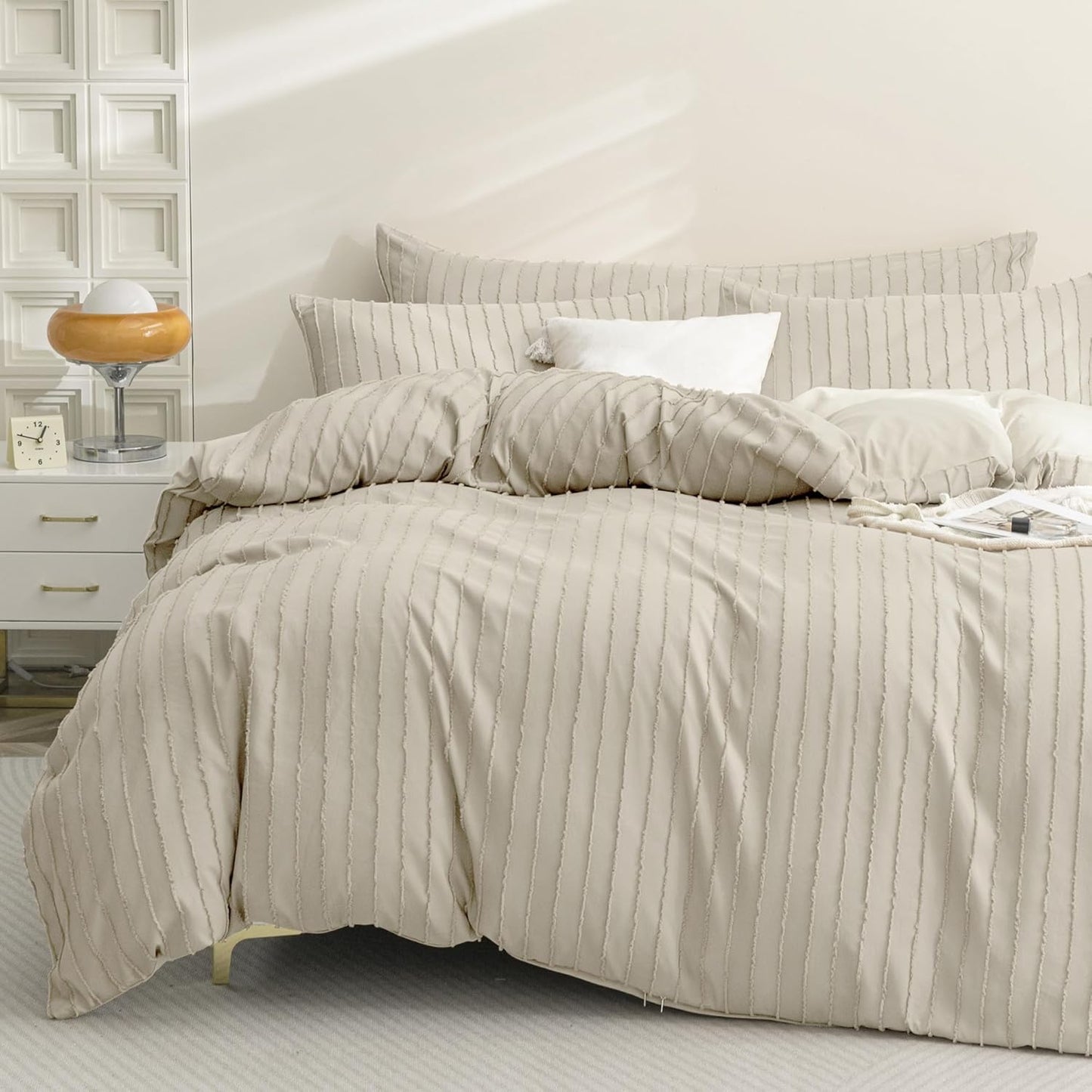 JELLYMONI King Size Duvet Cover Set - Boho Striped Design