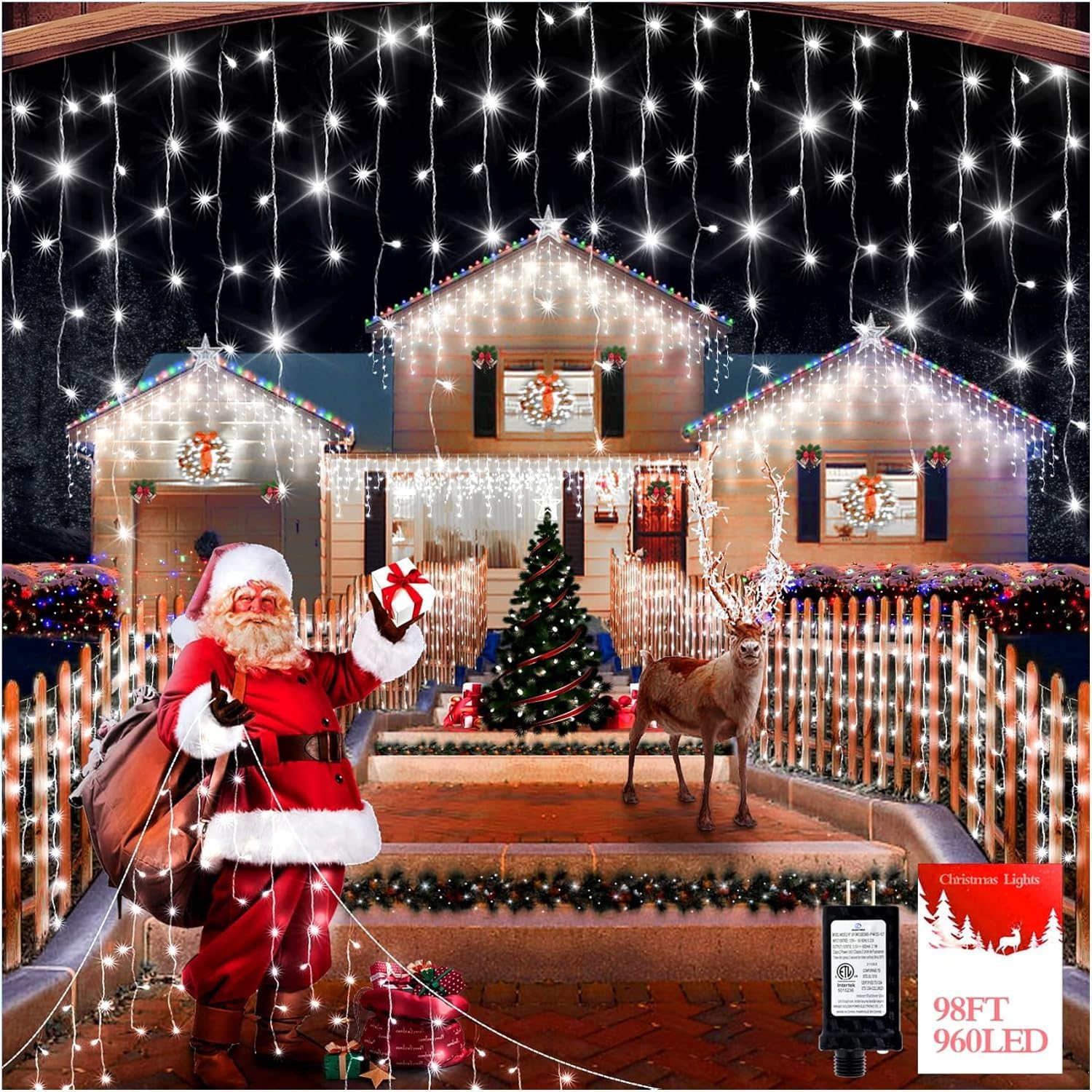 98FT 960 LED Christmas Lights for Outdoor Holiday Decor
