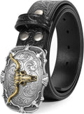 Western Leather Buckle Belt for Men and Women - Stylish and Durable