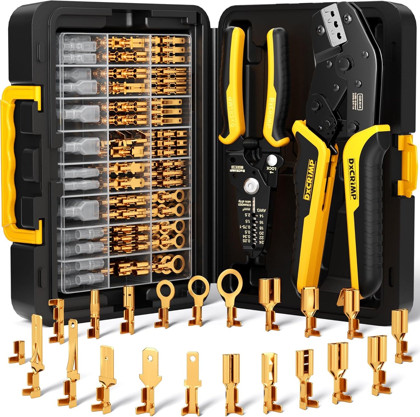 Spade Connector Kit with Crimping Tool for 24-14 AWG Use
