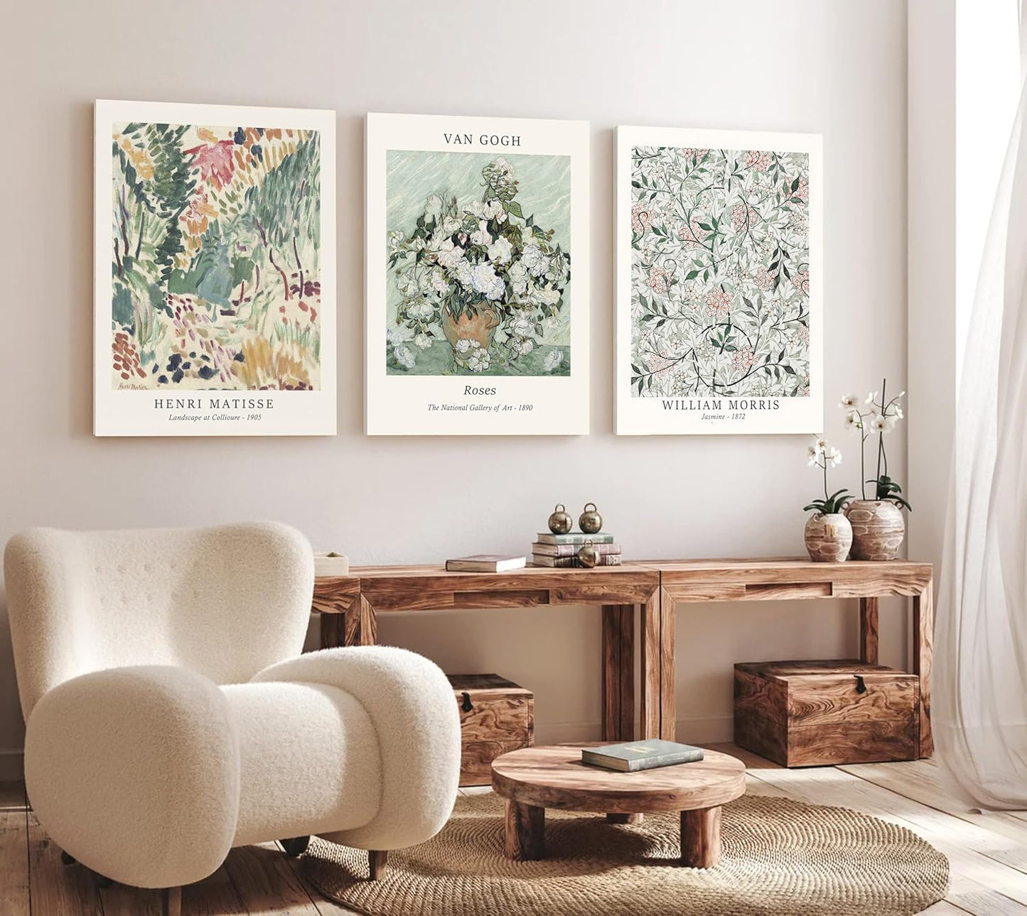 Induslyfe Large Framed Sage Green Vintage Wall Art Set