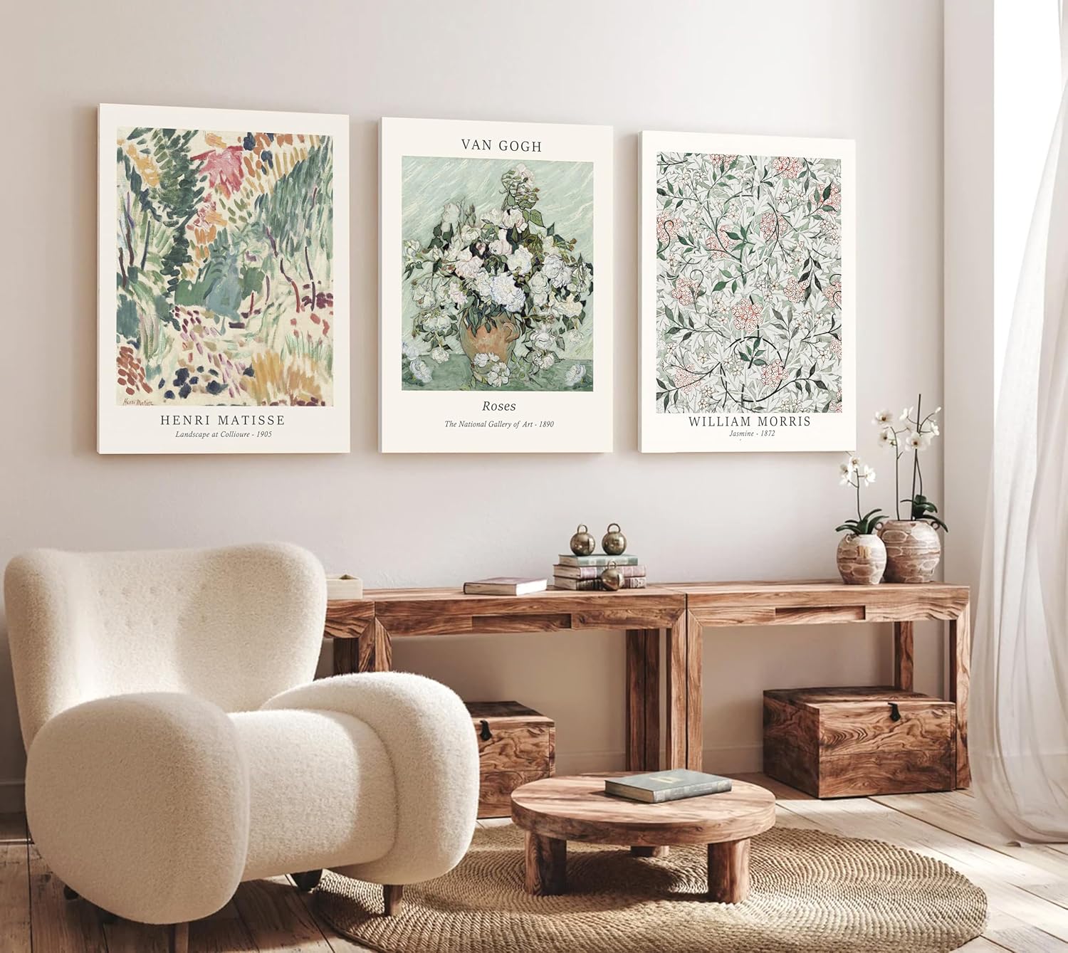Induslyfe Large Framed Sage Green Vintage Wall Art Set